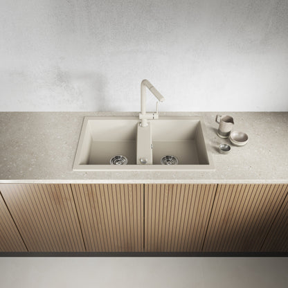 Laveo Barbados Granite Sink 2 Bowl - Beach Sand – product view 2