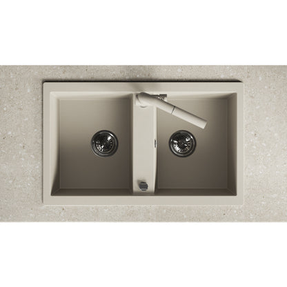 Laveo Barbados Granite Sink 2 Bowl - Beach Sand