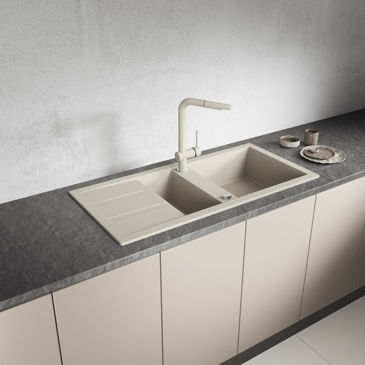 Laveo Barbados Granite Sink 1.5 Bowl - Beach Sand – product view 1