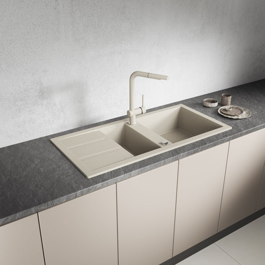 Laveo Barbados Granite Sink 1.5 Bowl - Beach Sand – product view 1