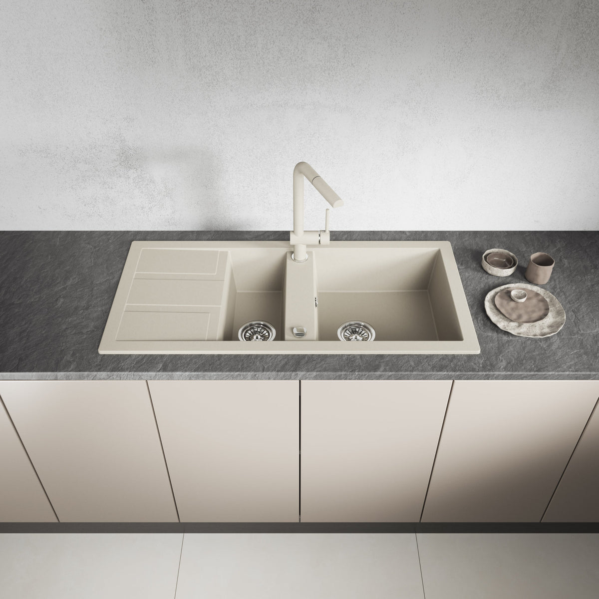 Laveo Barbados Granite Sink 1.5 Bowl - Beach Sand – product view 2
