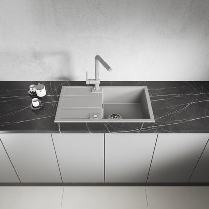 Laveo Barbados Granite Sink 1 Bowl with Drainer - Grey