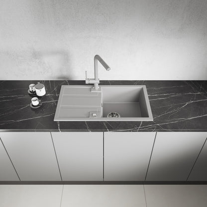 Laveo Barbados Granite Sink 1 Bowl with Drainer - Grey – product view 2