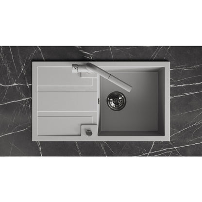 Laveo Barbados Granite Sink 1 Bowl with Drainer - Grey