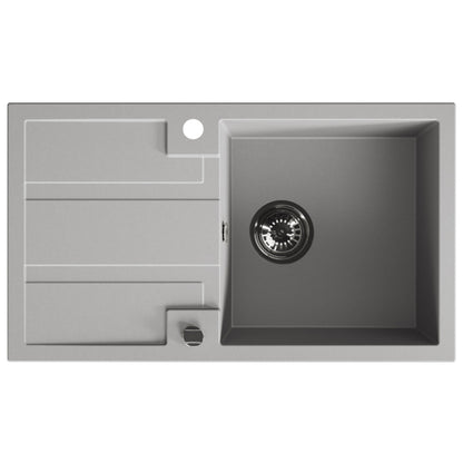 Laveo Barbados Granite Sink 1 Bowl with Drainer - Grey – product view 5