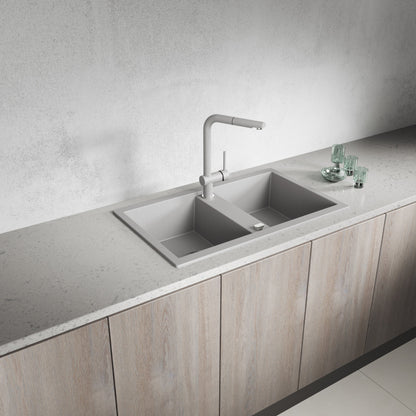 Laveo Barbados Granite Sink 2 Bowl - Grey – product view 1