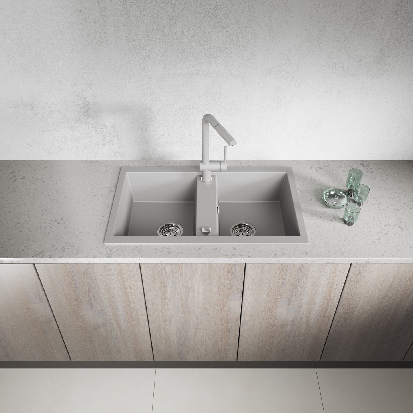 Laveo Barbados Granite Sink 2 Bowl - Grey