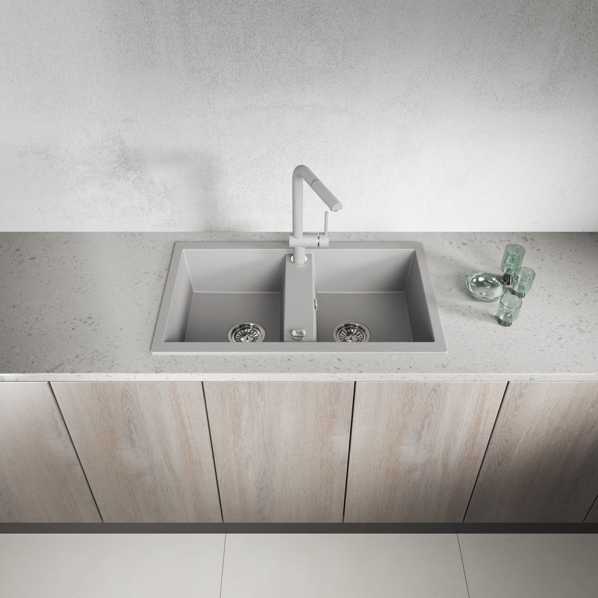 Laveo Barbados Granite Sink 2 Bowl - Grey – product view 2