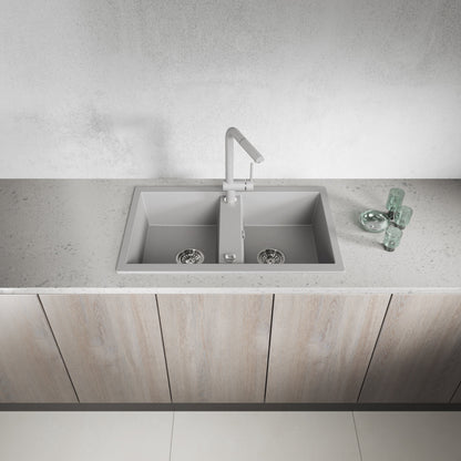 Laveo Barbados Granite Sink 2 Bowl - Grey – product view 2