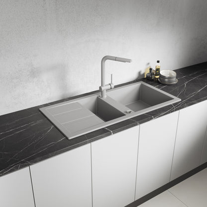 Laveo Barbados Granite Sink 1.5 Bowl - Grey