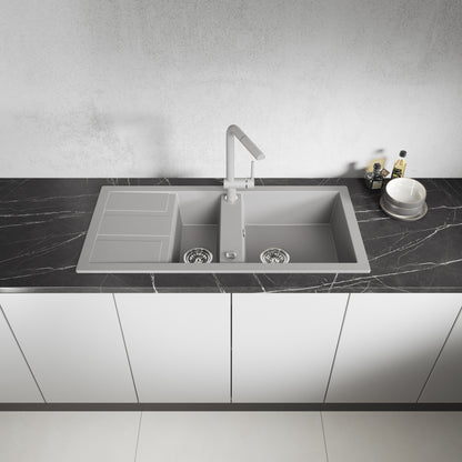 Laveo Barbados Granite Sink 1.5 Bowl - Grey