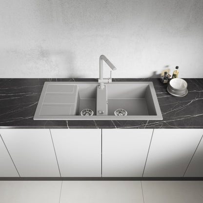 Laveo Barbados Granite Sink 1.5 Bowl - Grey – product view 2