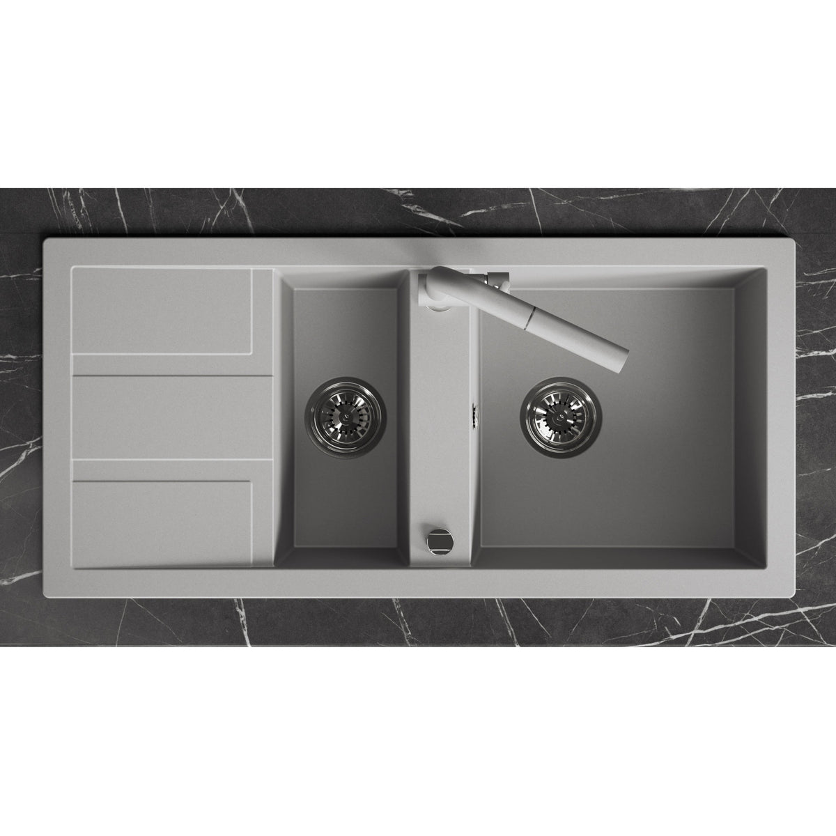 Laveo Barbados Granite Sink 1.5 Bowl - Grey – product view 3