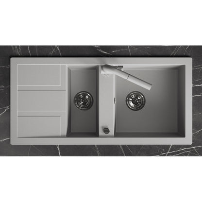 Laveo Barbados Granite Sink 1.5 Bowl - Grey – product view 3
