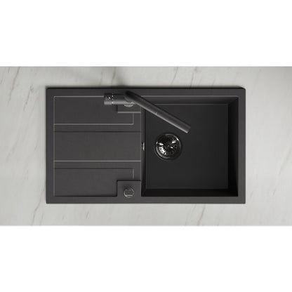 Laveo Barbados Granite Sink 1 Bowl with Drainer - Black – product view 3