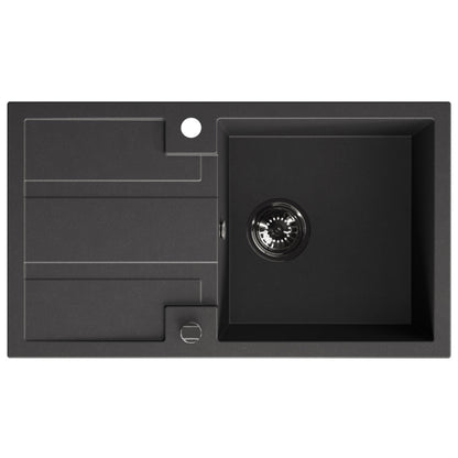 Laveo Barbados Granite Sink 1 Bowl with Drainer - Black – product view 4