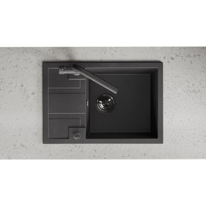 Laveo Barbados Granite Sink 1 Bowl with Half Drainer - Black – product view 3