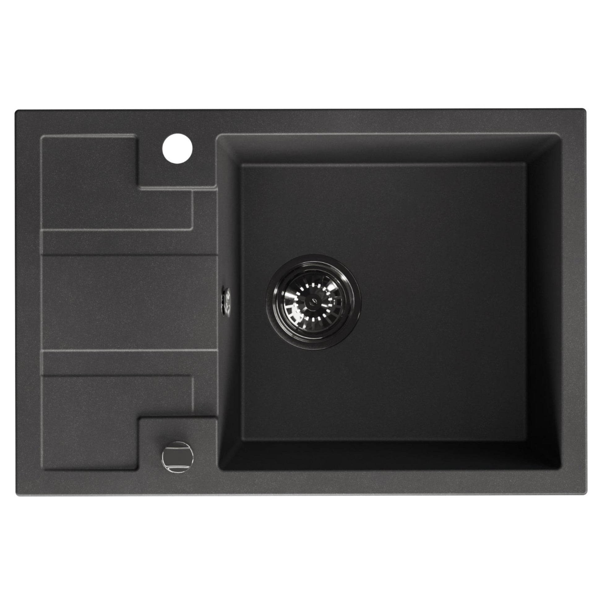 Laveo Barbados Granite Sink 1 Bowl with Half Drainer - Black – product view 4