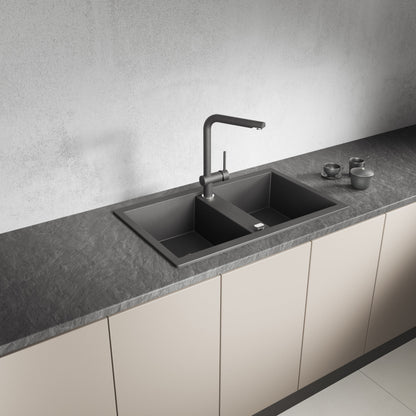 Laveo Barbados Granite Sink 2 Bowl - Black – product view 1