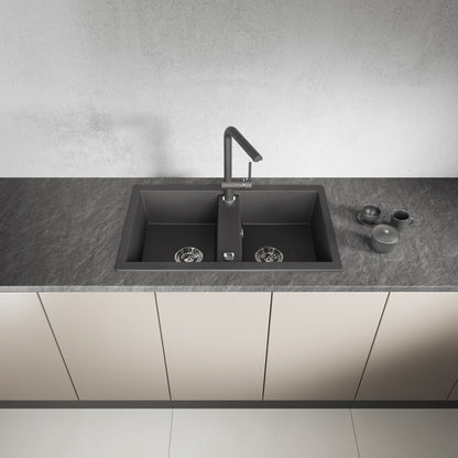 Laveo Barbados Granite Sink 2 Bowl - Black