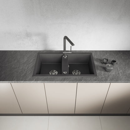 Laveo Barbados Granite Sink 2 Bowl - Black – product view 2
