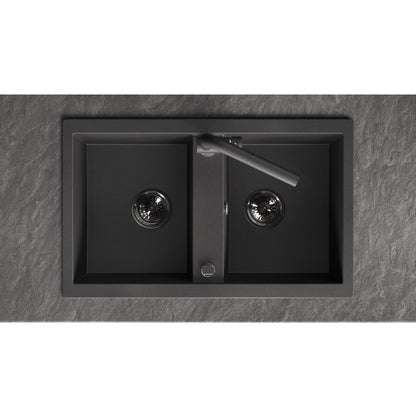 Laveo Barbados Granite Sink 2 Bowl - Black – product view 3