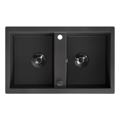 Laveo Barbados Granite Sink 2 Bowl - Black – product view 4