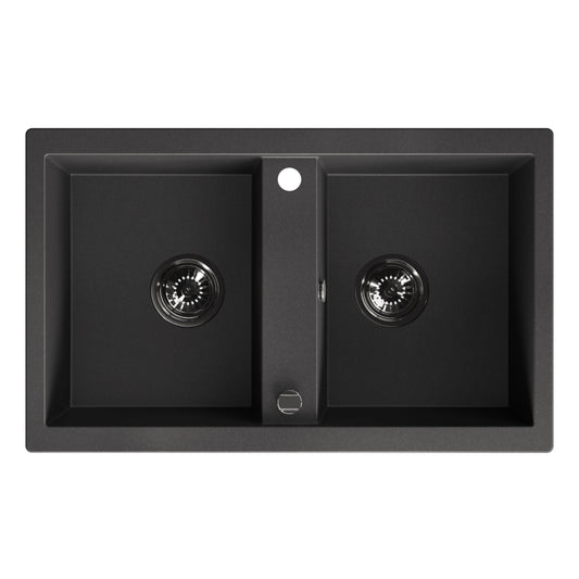 Laveo Barbados Granite Sink 2 Bowl - Black – product view 4