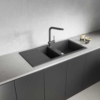 Laveo Barbados Granite Sink 1.5 Bowl - Black – product view 1