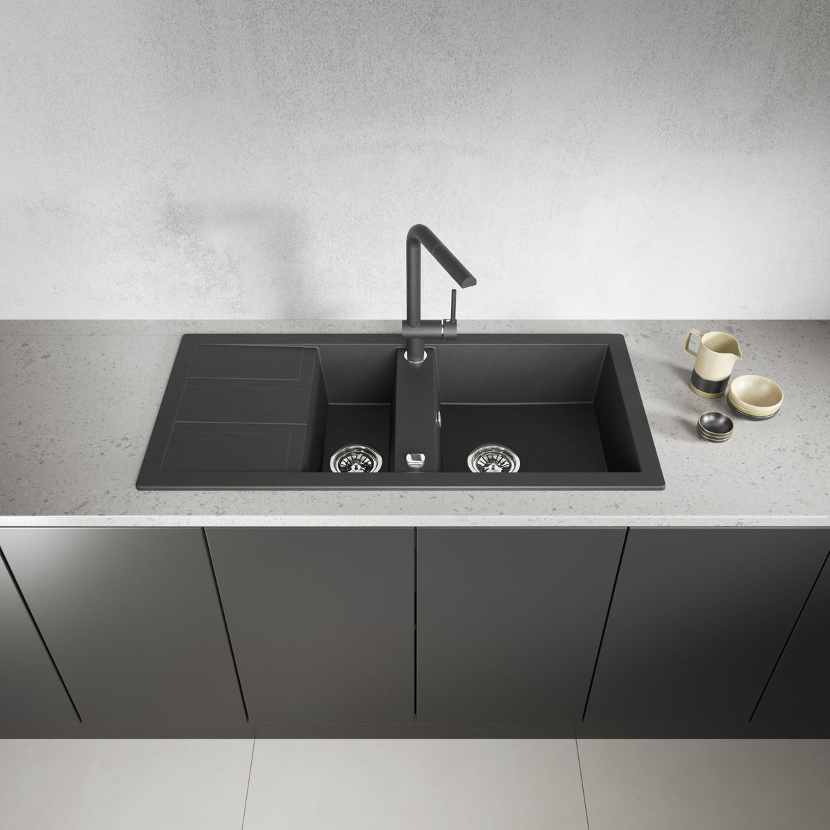 Laveo Barbados Granite Sink 1.5 Bowl - Black – product view 2