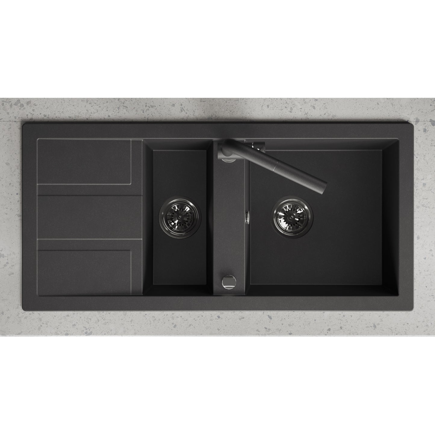 Laveo Barbados Granite Sink 1.5 Bowl - Monochrome Black