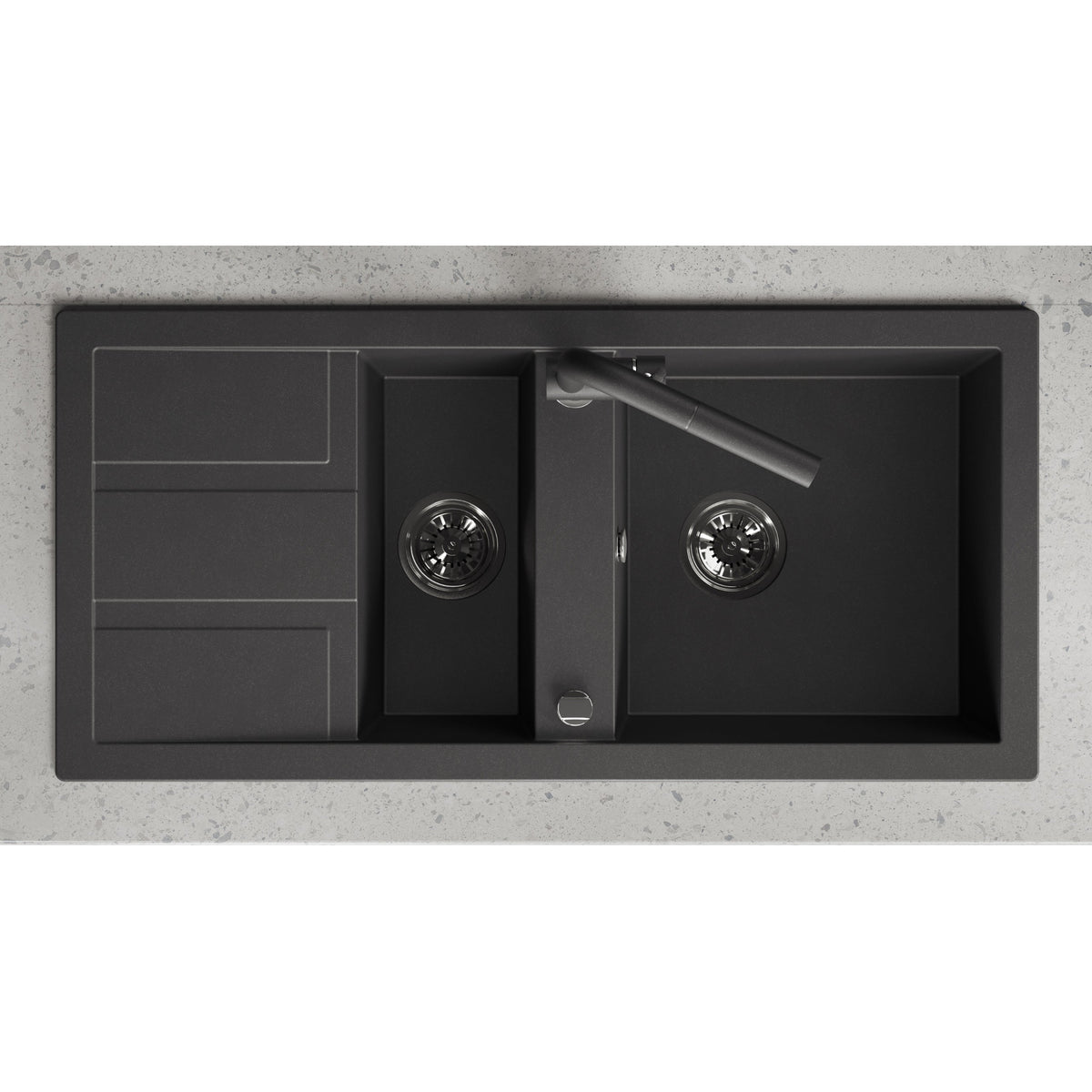 Laveo Barbados Granite Sink 1.5 Bowl - Black – product view 3