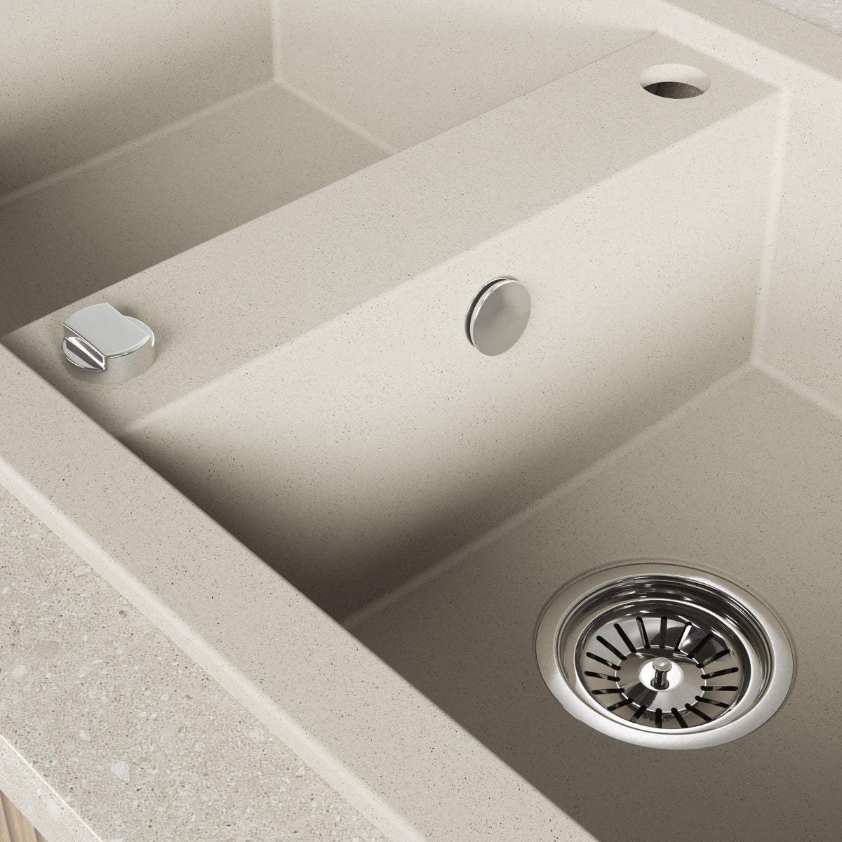Laveo Barbados Granite Sink 2 Bowl - Beach Sand – product view 3