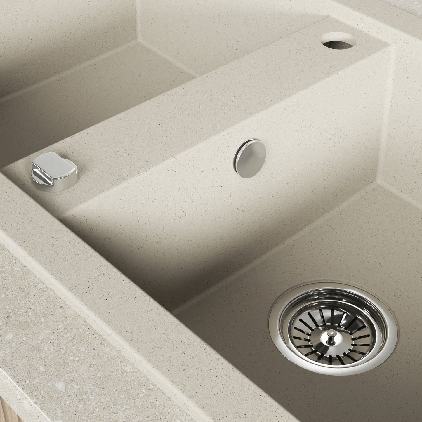 Laveo Barbados Granite Sink 2 Bowl - Beach Sand