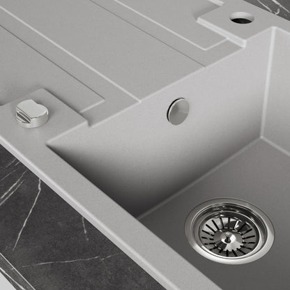 Laveo Barbados Granite Sink 1 Bowl with Drainer - Grey – product view 3