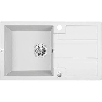 Laveo Barbados Granite Sink 1 Bowl with Drainer - White