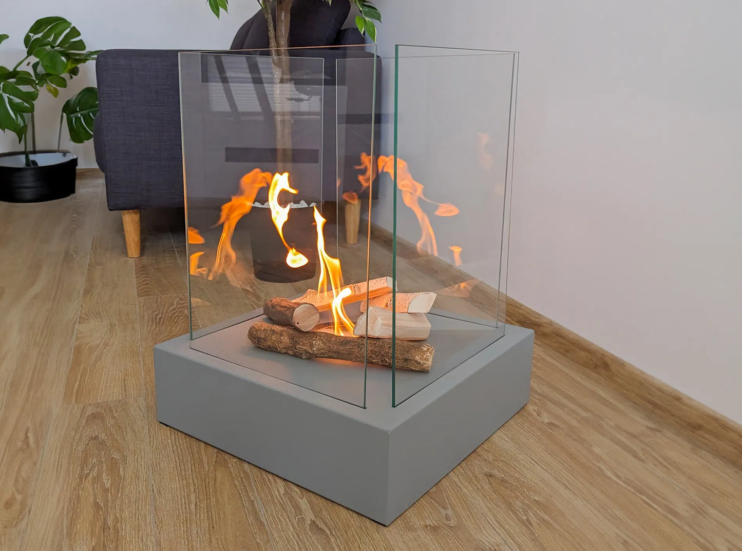 NOVAFLAME FREESTANDING SUNSET GARDEN BIO-FIREPLACE GREY