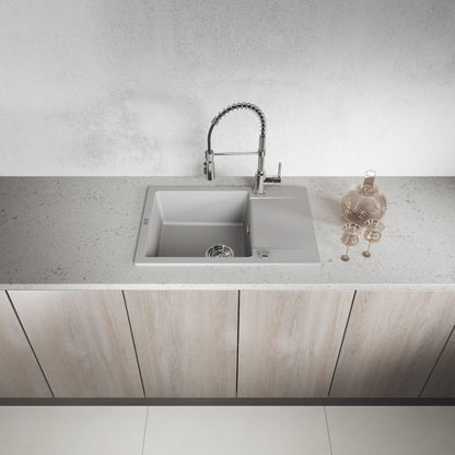 Laveo Celebes Granite Sink 1 Bowl with Half Drainer - Grey – product view 2