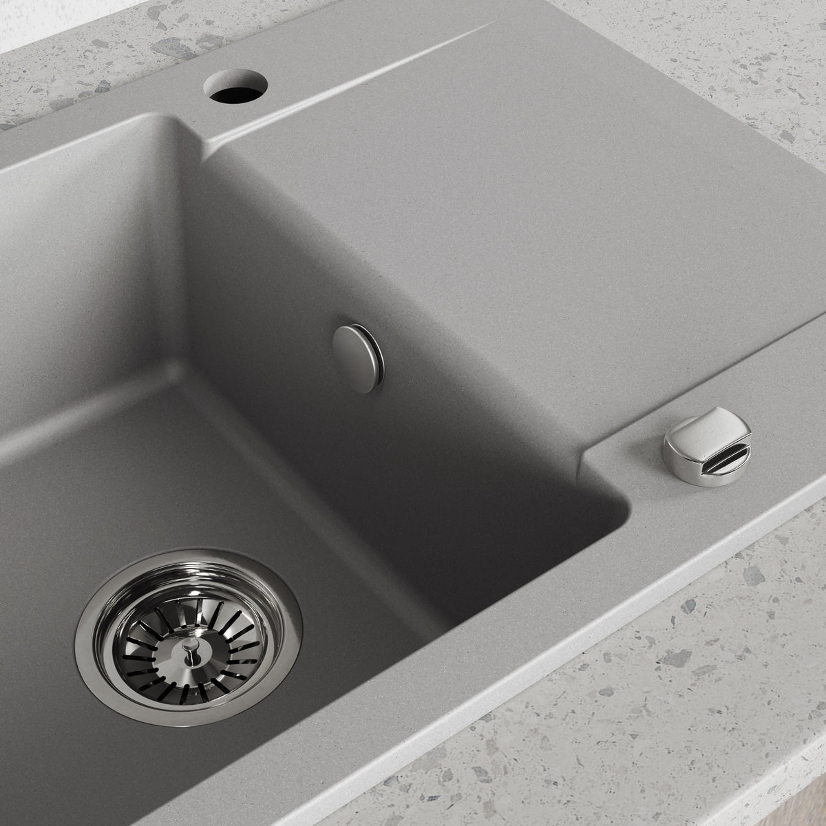 Laveo Celebes Granite Sink 1 Bowl with Half Drainer - Grey – product view 3