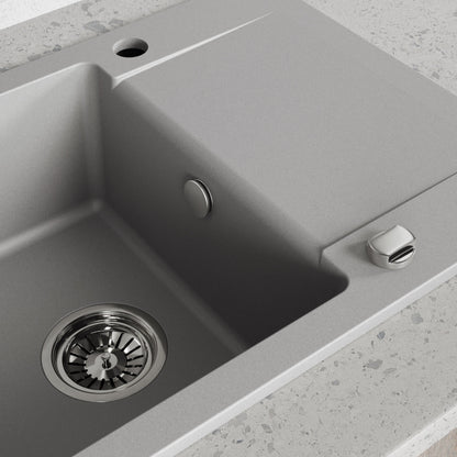 Laveo Celebes Granite Sink 1 Bowl with Half Drainer - Grey – product view 3