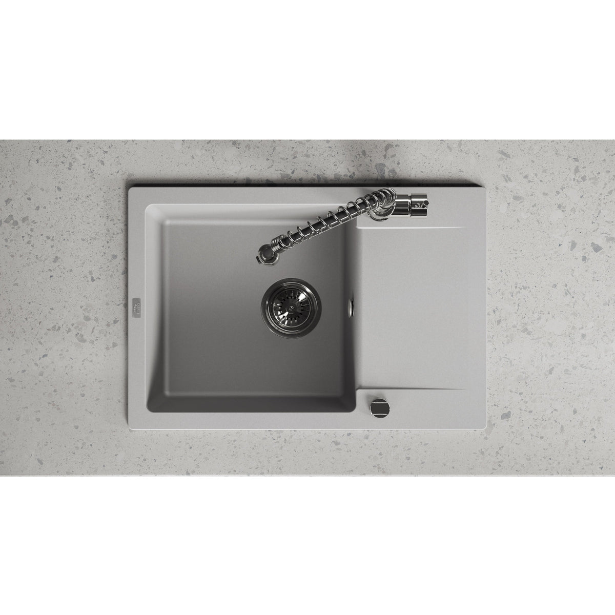 Laveo Celebes Granite Sink 1 Bowl with Half Drainer - Grey – product view 4