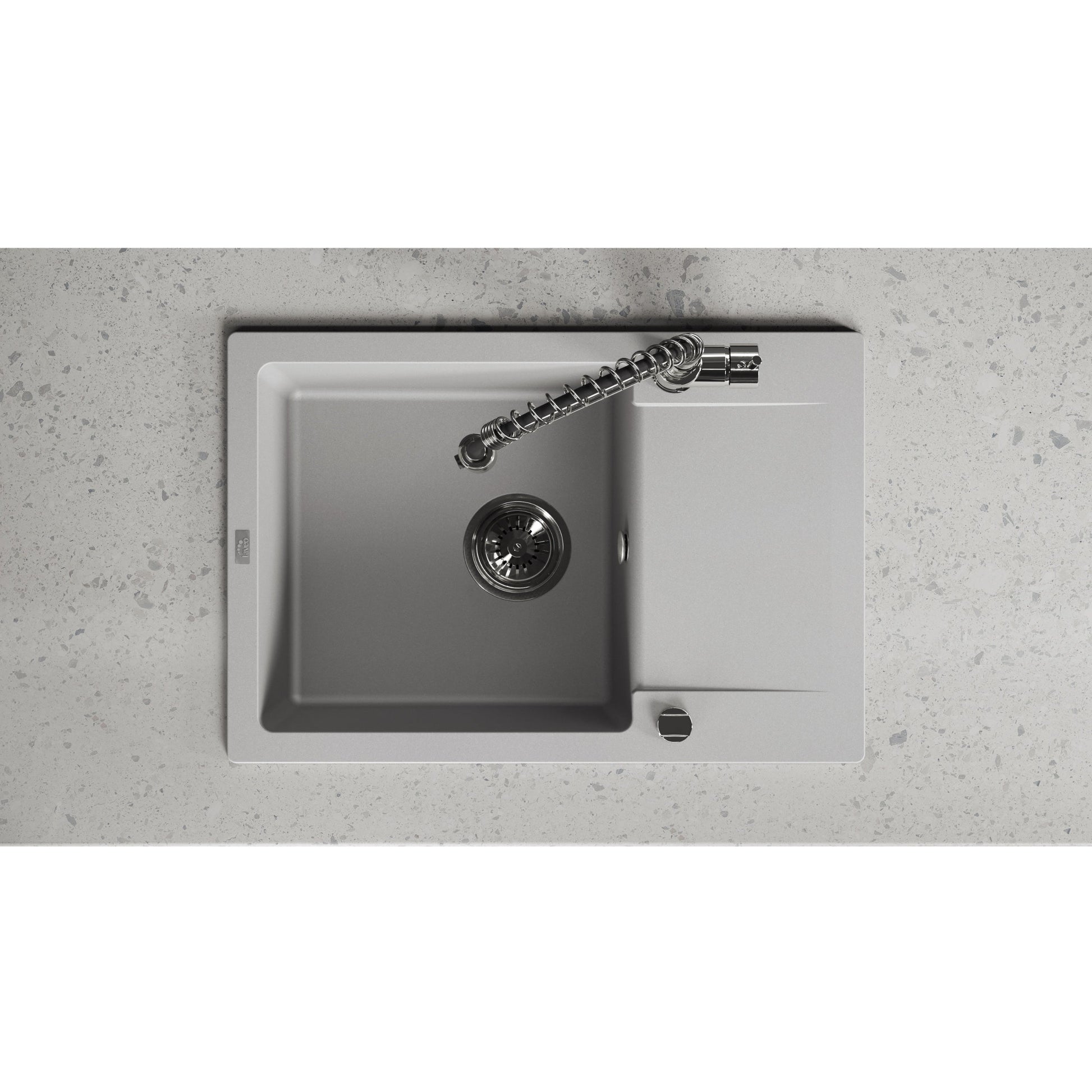 Laveo Celebes Granite Sink 1 Bowl with Half Drainer - Grey – product view 4