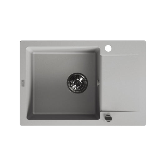 Laveo Celebes Granite Sink 1 Bowl with Half Drainer - Grey – product view 5