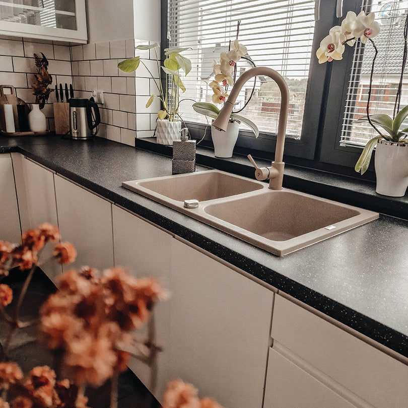 Laveo Celia Granite Sink 2 Bowl - Beach Sand – product view 2