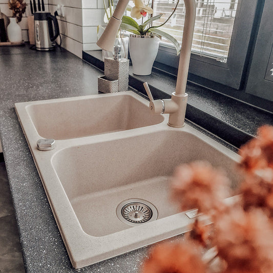 Laveo Celia Granite Sink 2 Bowl - Beach Sand – product view 1