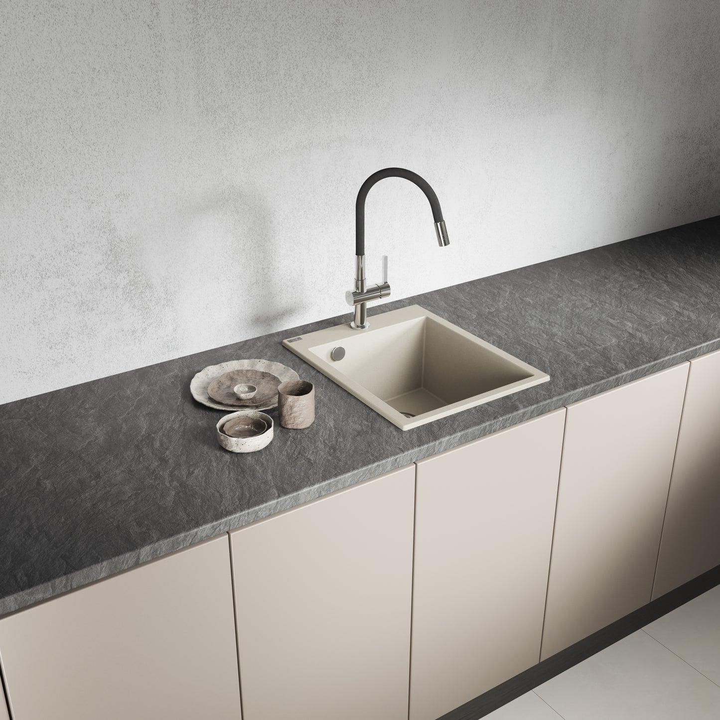 Laveo Chichi Granite Sink 1 Bowl - Beach Sand