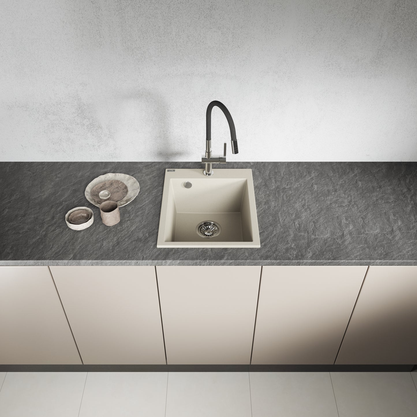 Laveo Chichi Granite Sink 1 Bowl - Beach Sand