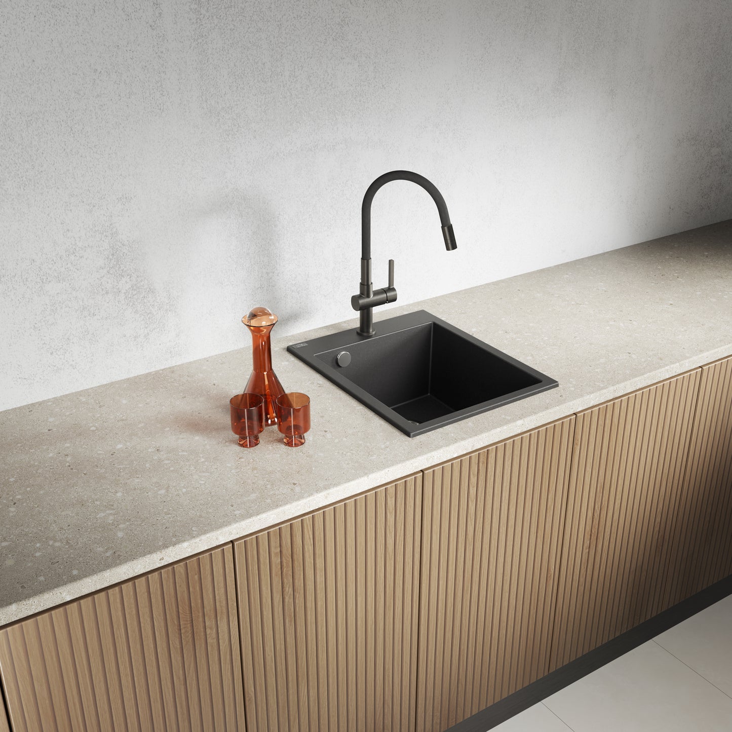 Laveo Chichi Granite Sink 1 Bowl - Monochrome Black