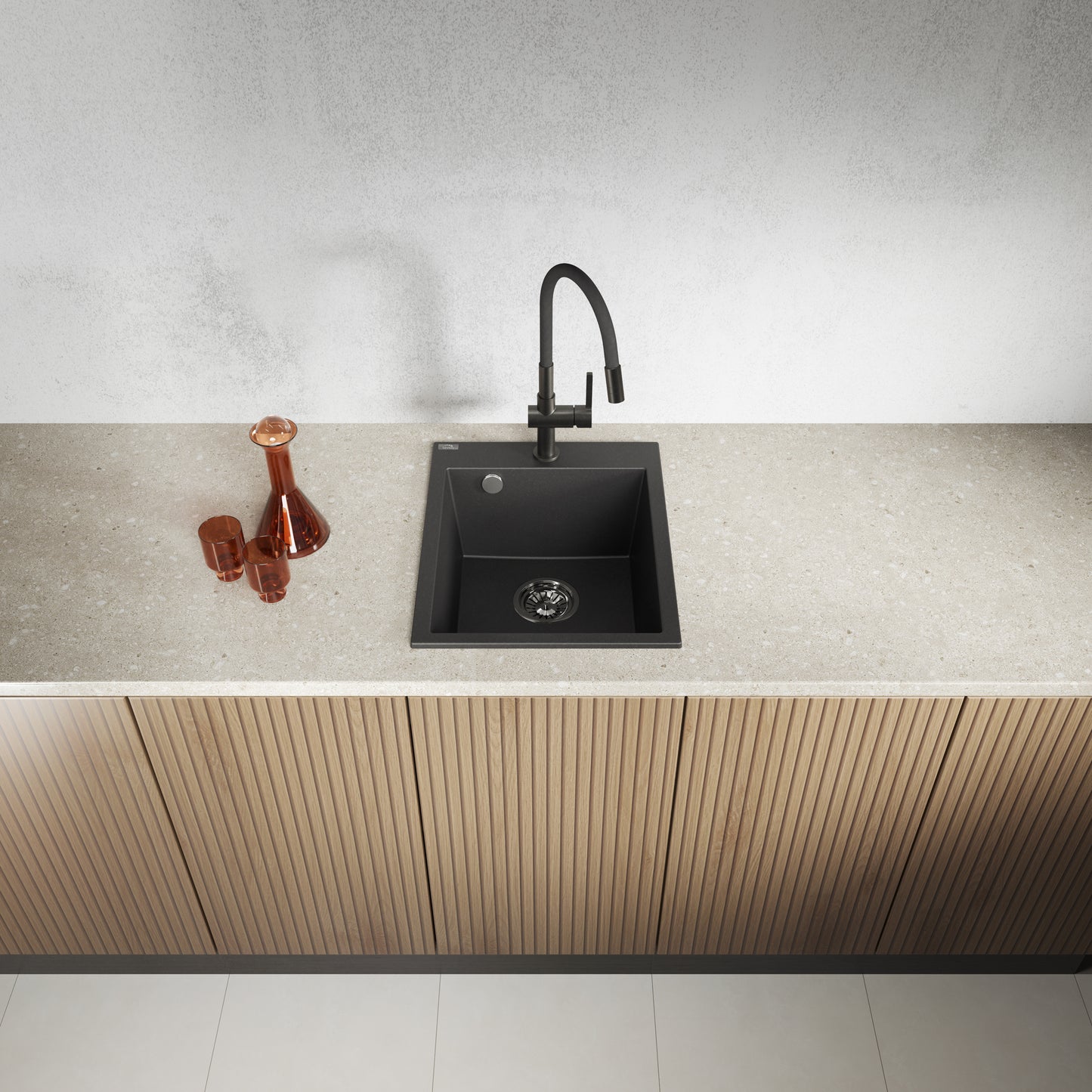 Laveo Chichi Granite Sink 1 Bowl - Monochrome Black