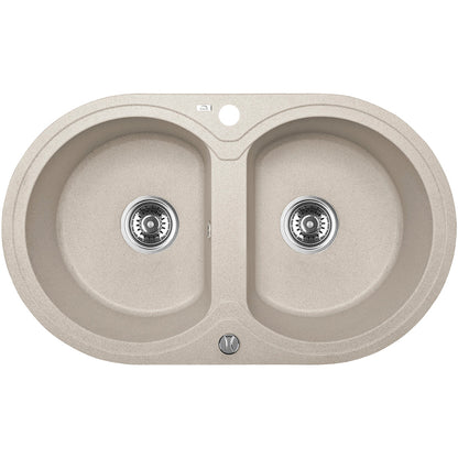 Laveo Dafne Granite Sink 2 Bowl - Beach Sand – product view 1
